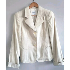 Armani Collezioni Flax Blazer Tan Lined 3 Button  Made In Italy Size 6